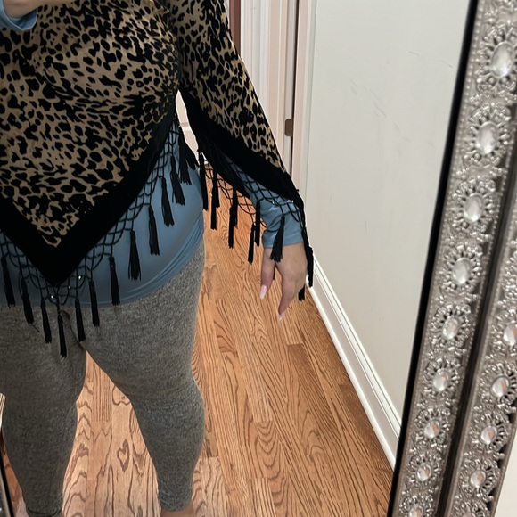 Leopard print velvet burnout cover up with beaded tassel detail - Picture 6 of 6